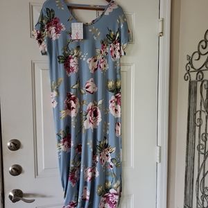 NWT Lularoe Macy Small Blue Floral Maxi